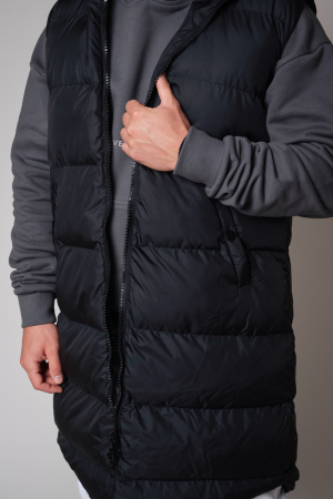 Zip-up long Vest Black [3]