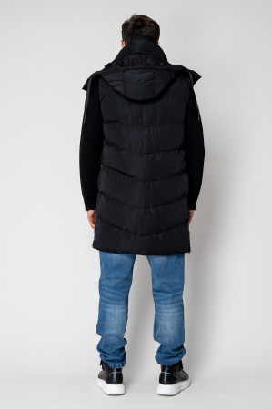 Zip-up long Vest Black I [2]