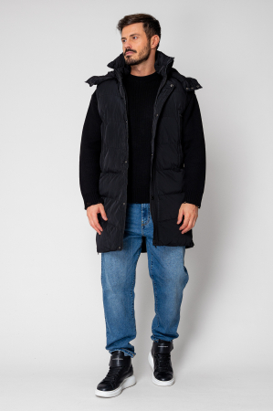 MEN - Zip-up long Vest Black I