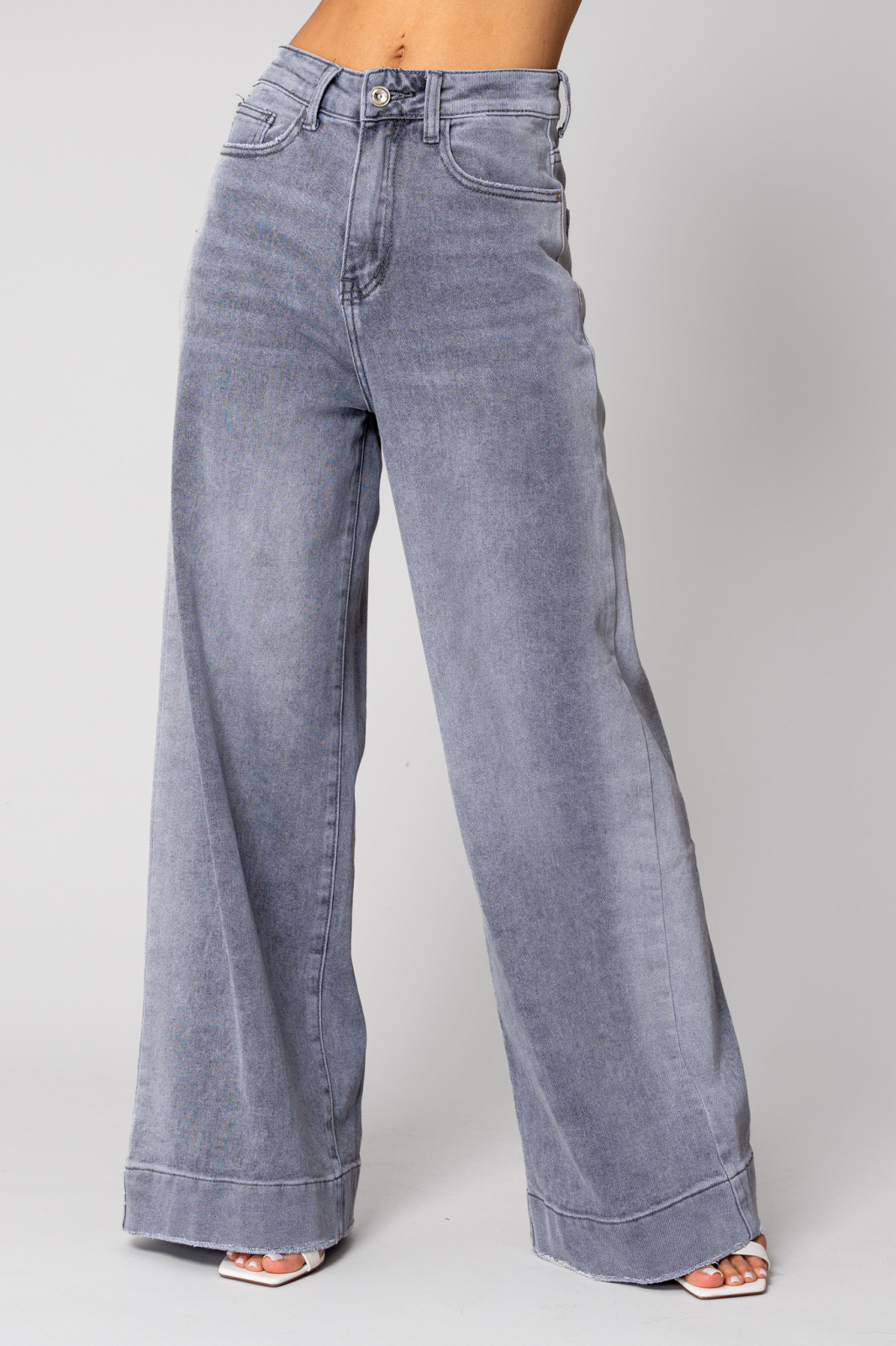 Light Grey denim wide leg jeans