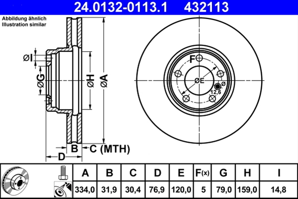 Piese auto - Disc frana ATE 24.0132-0113.1