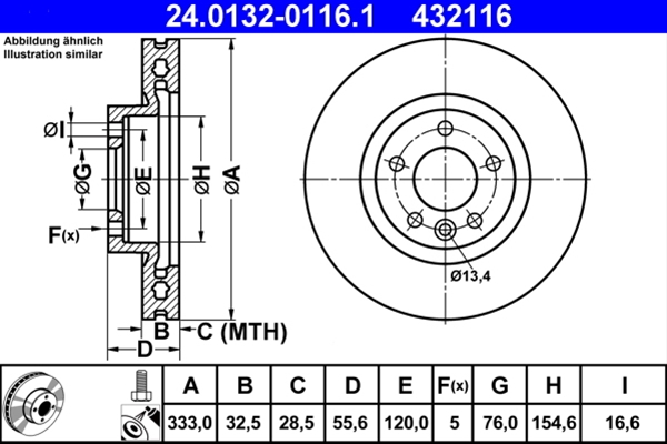 Piese auto - Disc frana ATE 24.0132-0116.1