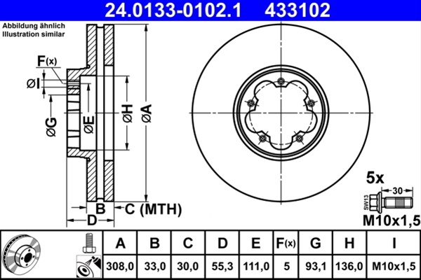 Piese auto - Disc frana ATE 24.0133-0102.1