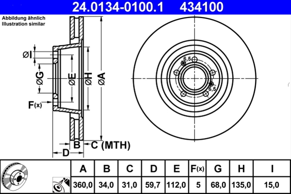 Piese auto - Disc frana ATE 24.0134-0100.1