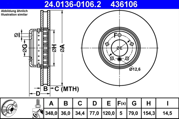 Piese auto - Disc frana ATE 24.0136-0106.2