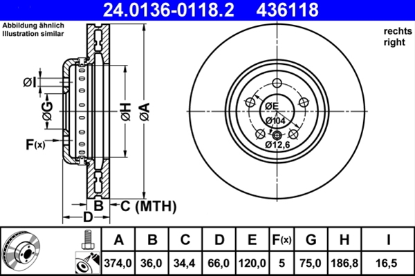 Piese auto - Disc frana ATE 24.0136-0118.2