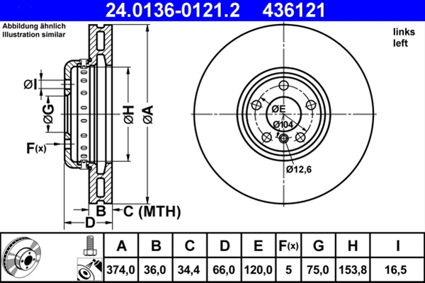 Piese auto - Disc frana ATE 24.0136-0121.2