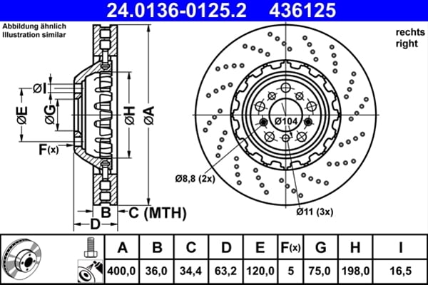 Piese auto - Disc frana ATE 24.0136-0125.2
