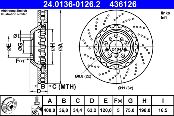 Piese auto - Disc frana ATE 24.0136-0126.2