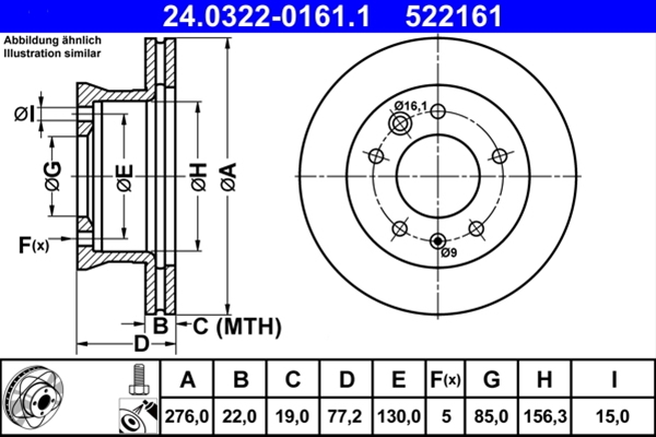 Piese auto - Disc frana ATE 24.0322-0161.1