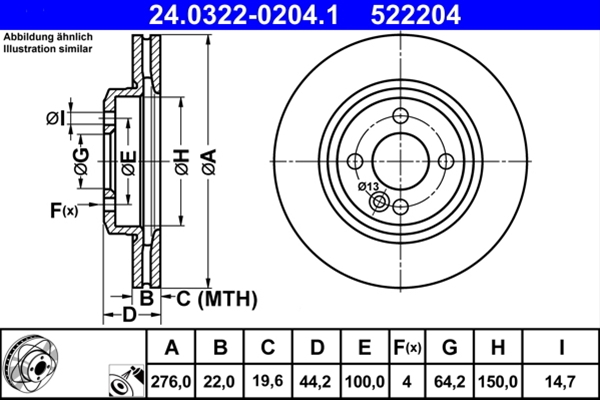 Piese auto - Disc frana ATE 24.0322-0204.1