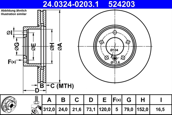Piese auto - Disc frana ATE 24.0324-0203.1