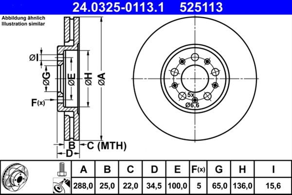 Piese auto - Disc frana ATE 24.0325-0113.1