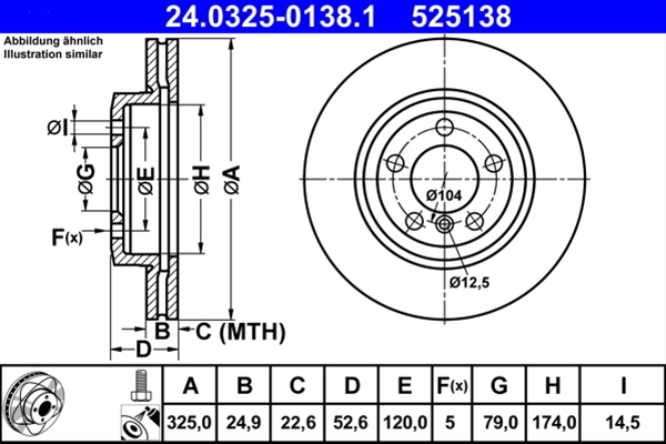 Piese auto - Disc frana ATE 24.0325-0138.1