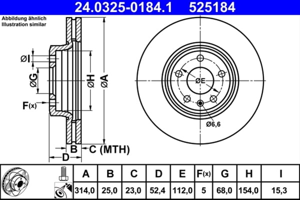 Piese auto - Disc frana ATE 24.0325-0184.1