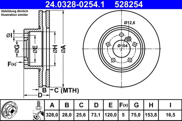 Piese auto - Disc frana ATE 24.0328-0254.1