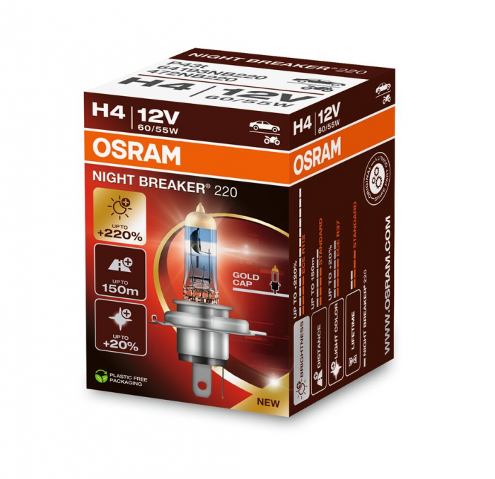 Bec 12V H4 60/55 W Night Breaker +220% Osram [3]