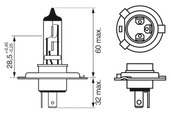 Bec 12V H4 60W / 55W Pure Light Bosch [2]