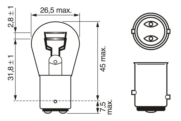Set 2 Becuri 12V P21/5W 5W / 21W Pure Light (Blister) Bosch [3]