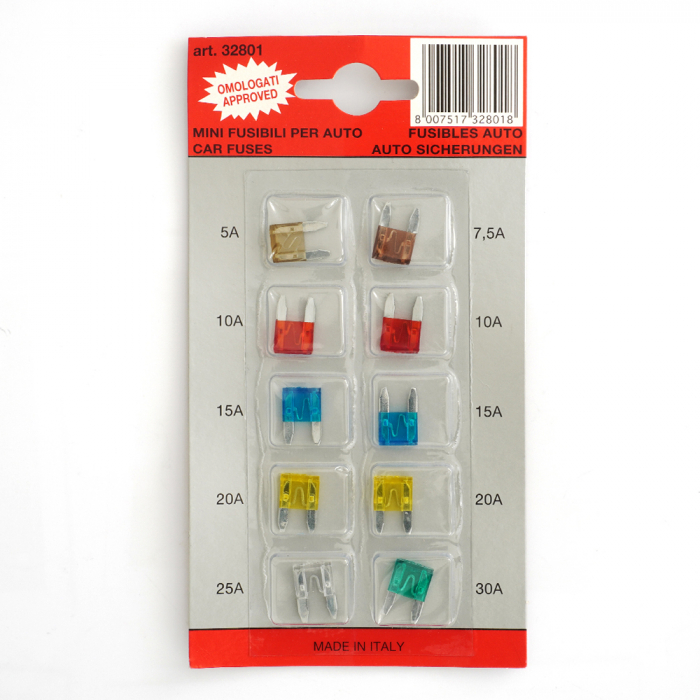 Blister Cu 10 Mini Sigurante Fuzibile 5/ 7.5/ 10/ 15/ 20/ 25/ 30 A Cod Culoare [2]