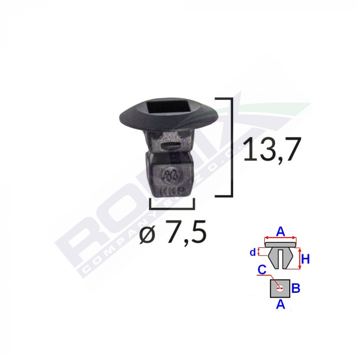 Clema Fixare Elemente Roata Pentru Grup Vag 7.5X13.7Mm Negru Set 10 Buc [2]