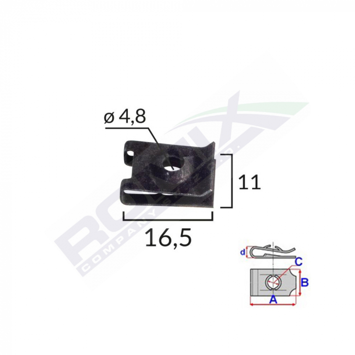 Clema Fixare Pentru Audi, Vw, Skoda 4.8X11X16.5Mm Negru - Set 10Buc [1]