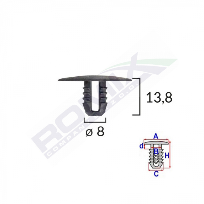 Clips Fixare Capac Motor Pentru Ford 8X13.8Mm - Negru Set 10 Buc [2]