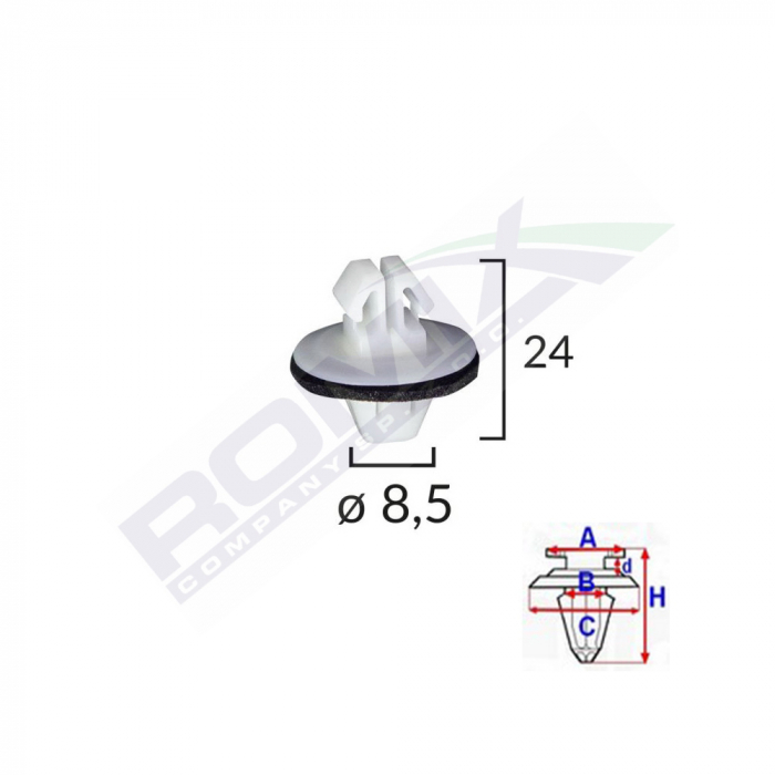 Clips Fixare Elemente Exterioare Pentru Suzuki/Toyota 8.5X24Mm - Alb Set 10 Buc [2]