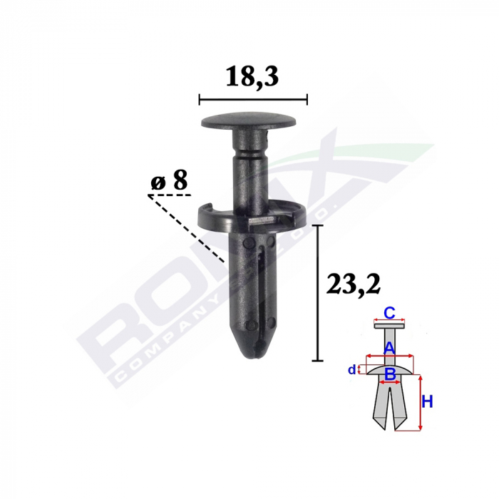 Clips Fixare Elemente Exterior Pentru Fiat, Jeep, Chrysler, Dodge 8X23.2Mm Negru - Set 10 Buc [2]