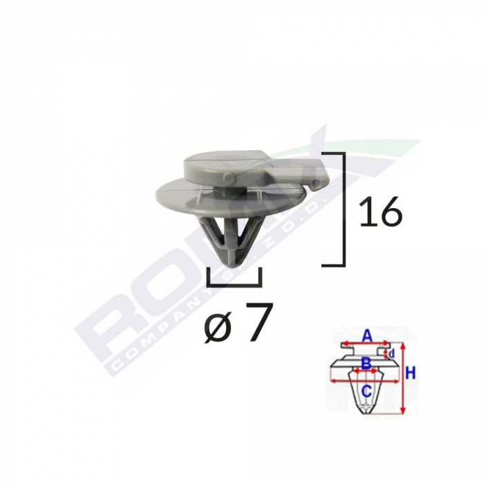 Clips Fixare Elemente Exterior Pentru Mini 7X16Mm Gri Set 5 Buc [1]