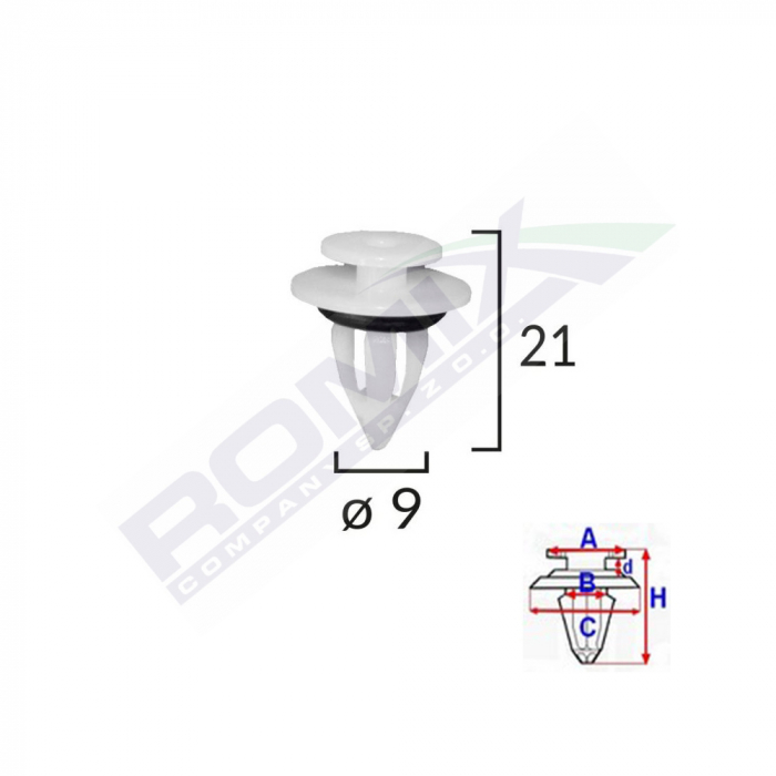 Clips Fixare Elemente Prag Pentru Bmw, Mini 9X21Mm Alb Set 10 Buc [1]