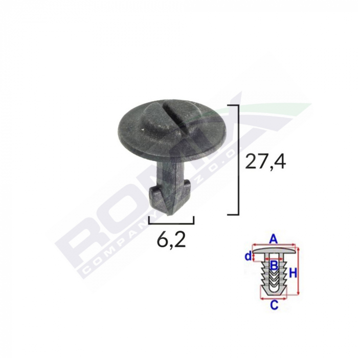 Clips Fixare Elemente Roata Pentru Audi/Seat/Vw 6.2X27.4Mm - Negru Set 10 Buc [1]