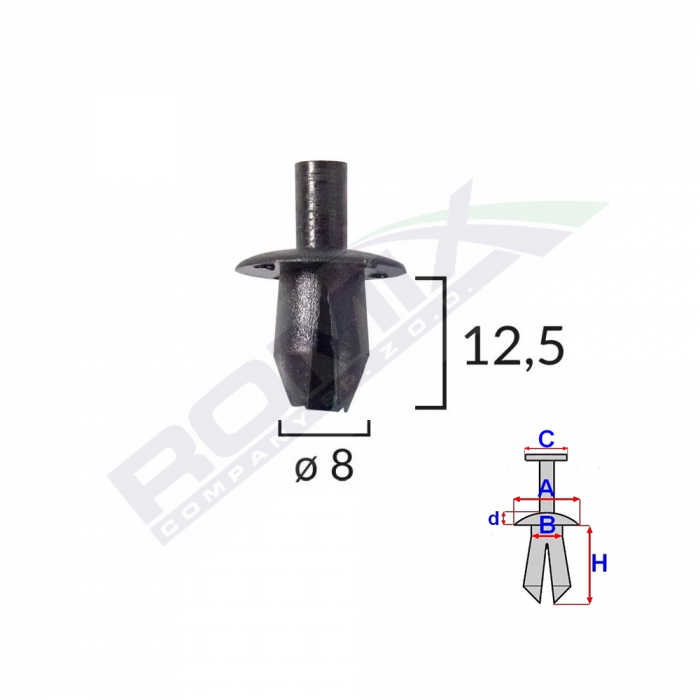 Clips Fixare Elemente Roata Pentru Dacia Renault - Negru Set 10 Buc [2]