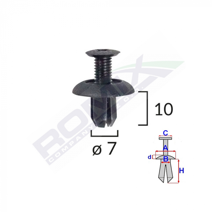 Clips Fixare Honda/Mitsubishi 7X10Mm - Negru Set 10 Buc [2]
