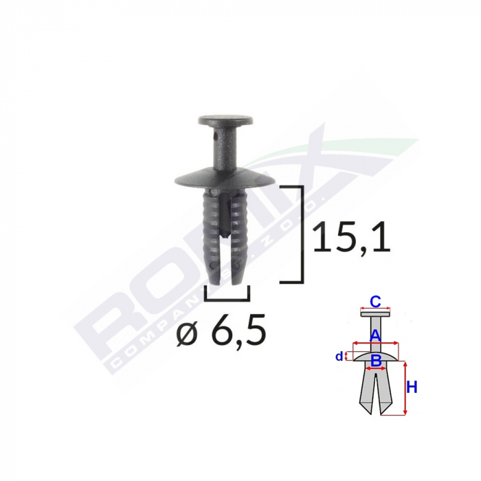 Clips Fixare Pentru Audi/Bmw 6.5X15.1Mm - Negru Set 10 Buc [2]