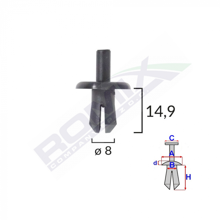 Clips Fixare Pentru Audi, Mercedes, Opel 8X14.9Mm Negru - Set 10 Buc [1]