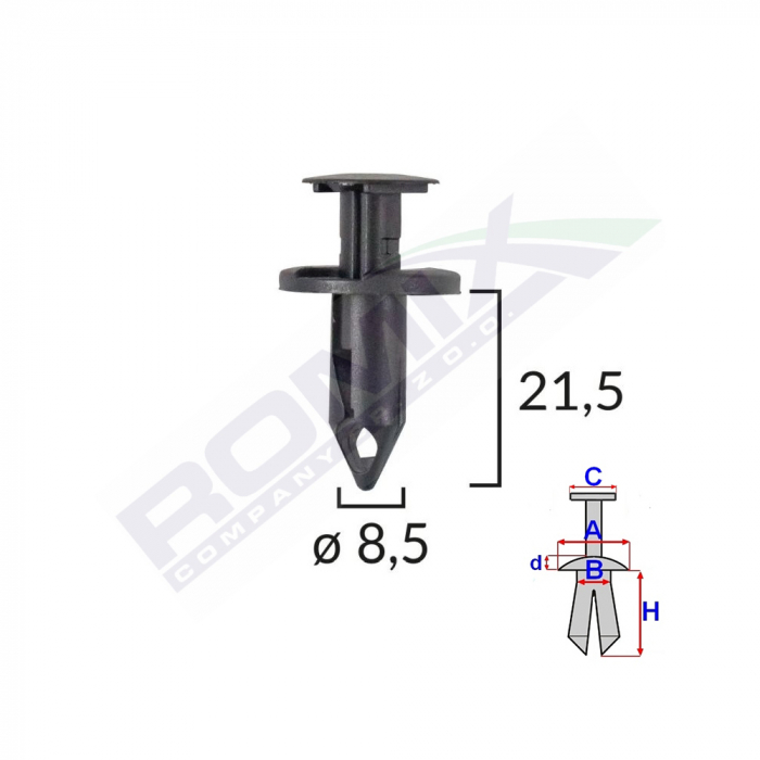 Clips Fixare Pentru Audi/Seat/Vw/Mazda/Nissan 8.5X21.5Mm - Negru Set 10 Buc [1]