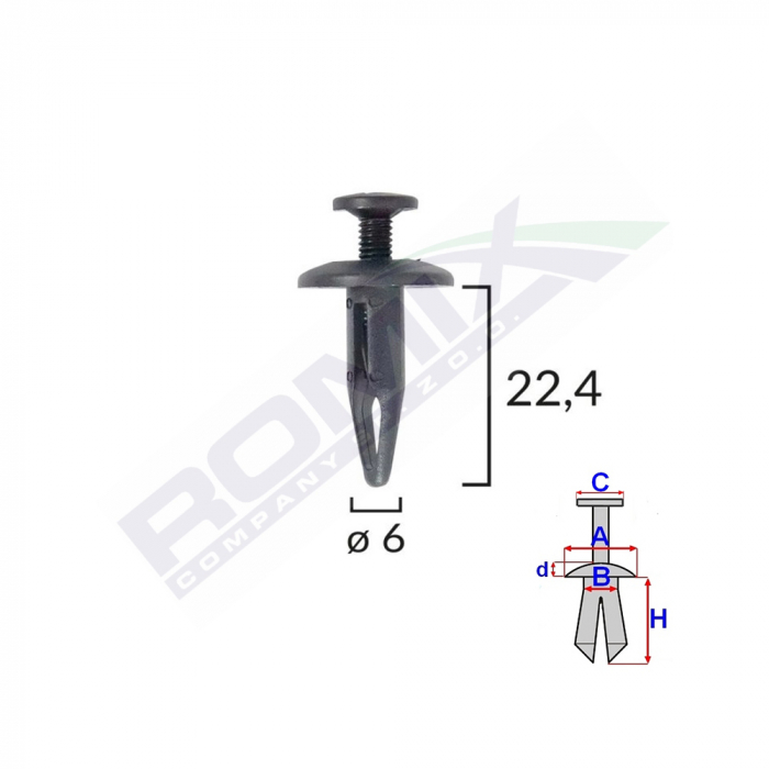 Clips Fixare Pentru Bmw/Gm 6X22.4Mm - Negru Set 10 Buc [1]