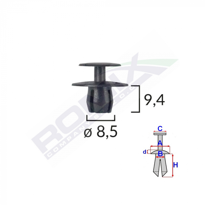 Clips Fixare Pentru Bmw/Mercedes/Peugeot 8.5X9.4Mm - Negru Set 10 Buc [2]