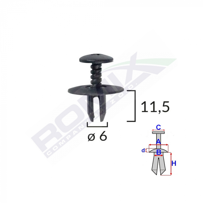 Clips Fixare Pentru Bmw Mini 6X11.5Mm - Negru Set 10 Buc [1]