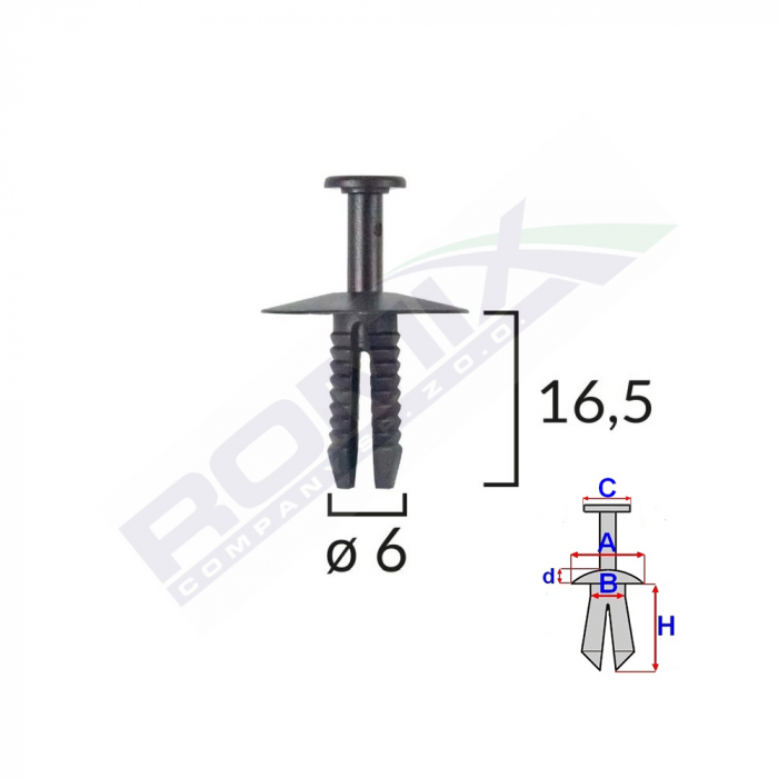 Clips Fixare Pentru Bmw/Mini/Opel 6X16.5Mm - Negru Set 10 Buc [2]