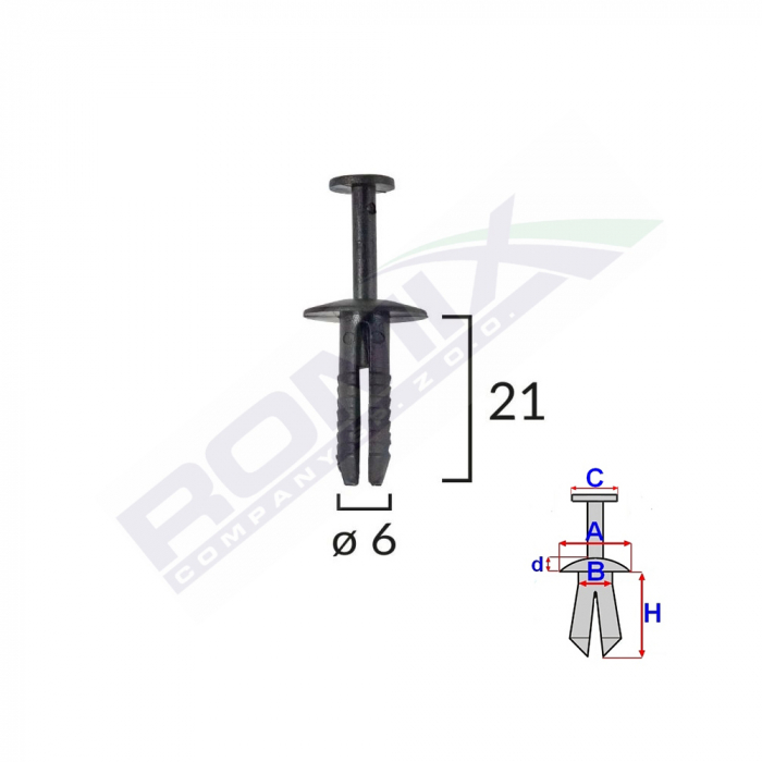 Clips Fixare Pentru Bmw/Opel 6X21Mm - Negru Set 10 Buc [1]