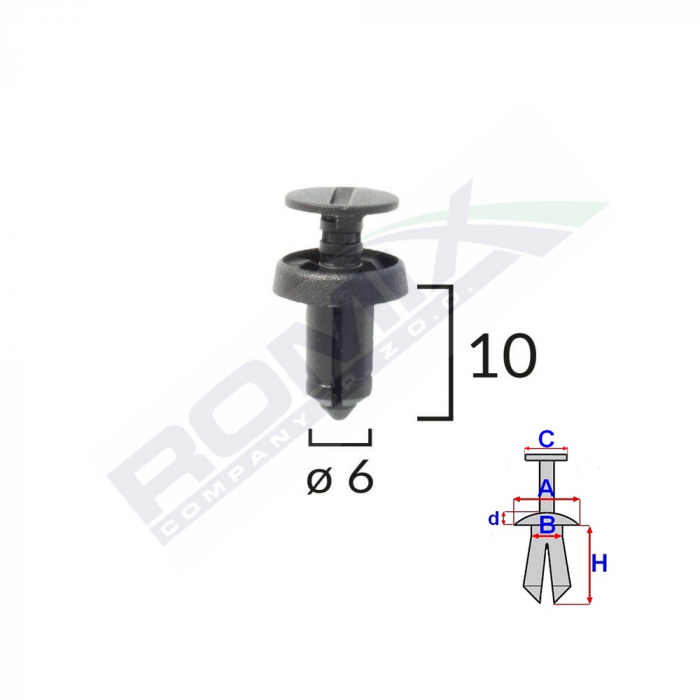 Clips Fixare Pentru Dacia Renault 6X10Mm - Negru Set 10 Buc [2]