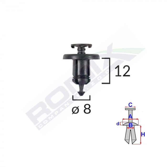 Clips Fixare Pentru Dacia Renault 8X12Mm - Negru Set 10 Buc [1]
