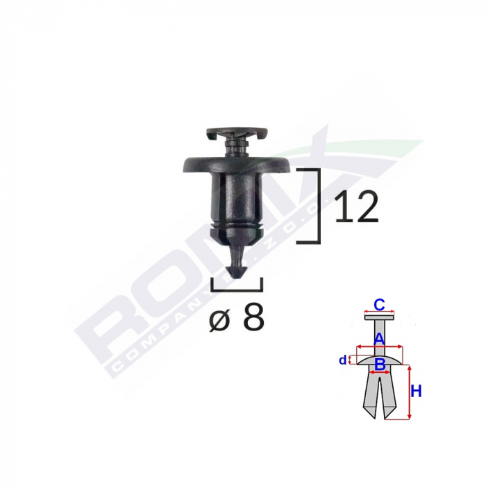 Clips Fixare Pentru Dacia Renault 8X12Mm - Negru Set 10 Buc [2]