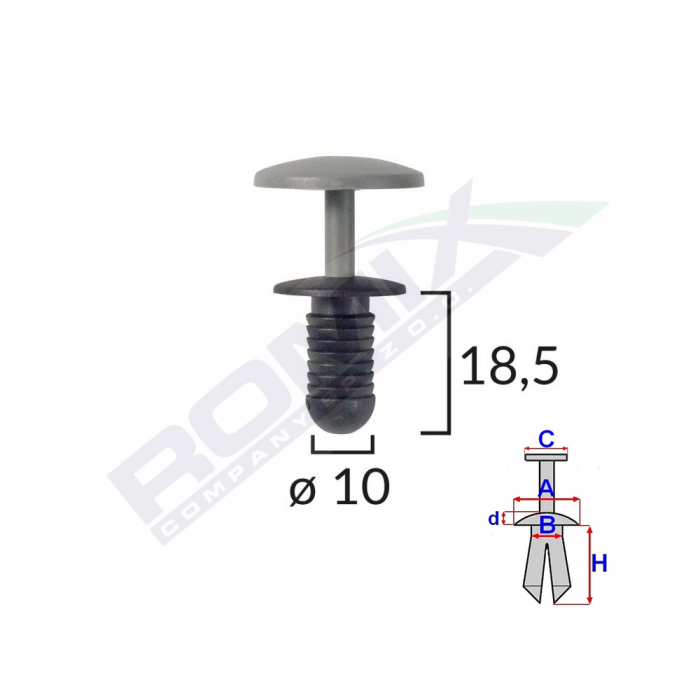 Clips Fixare Pentru Ford - 10X18.5Mm - Negru Set 10 Buc [1]