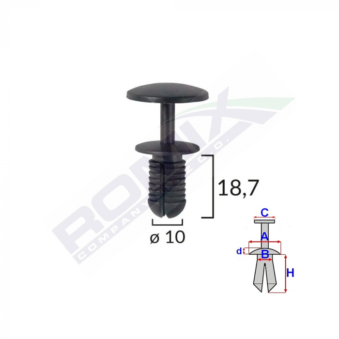 Clips Fixare Pentru Ford - 10X18.7Mm - Negru Set 10 Buc [1]