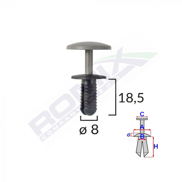 Clips Fixare Pentru Ford - 8X18.5Mm - Negru Set 10 Buc [2]