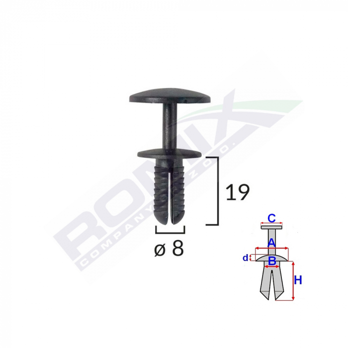 Clips Fixare Pentru Ford - 8X19Mm - Negru Set 10 Buc [2]