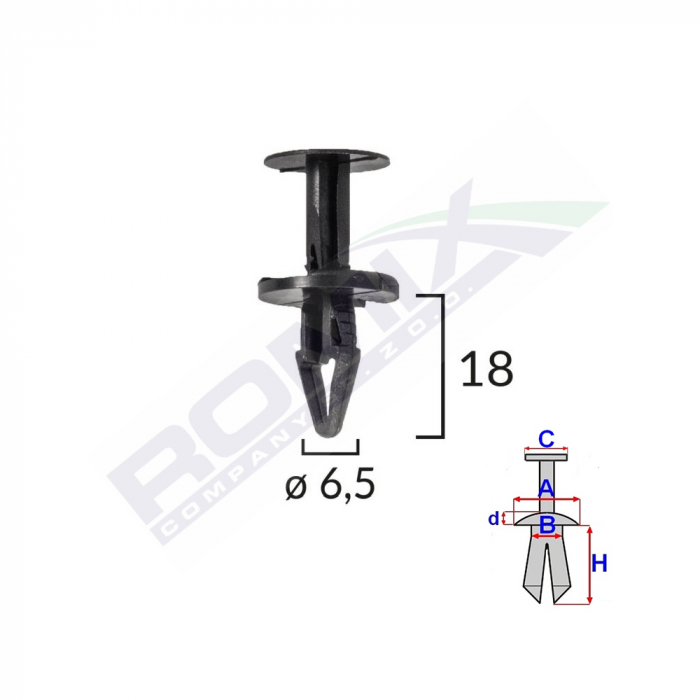 Clips Fixare Pentru Ford, Opel 6.5X18Mm Negru Set 10Buc [1]